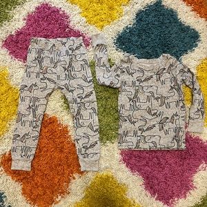 Girls, rainbow unicorn pajama set long sleeve pants 4t
